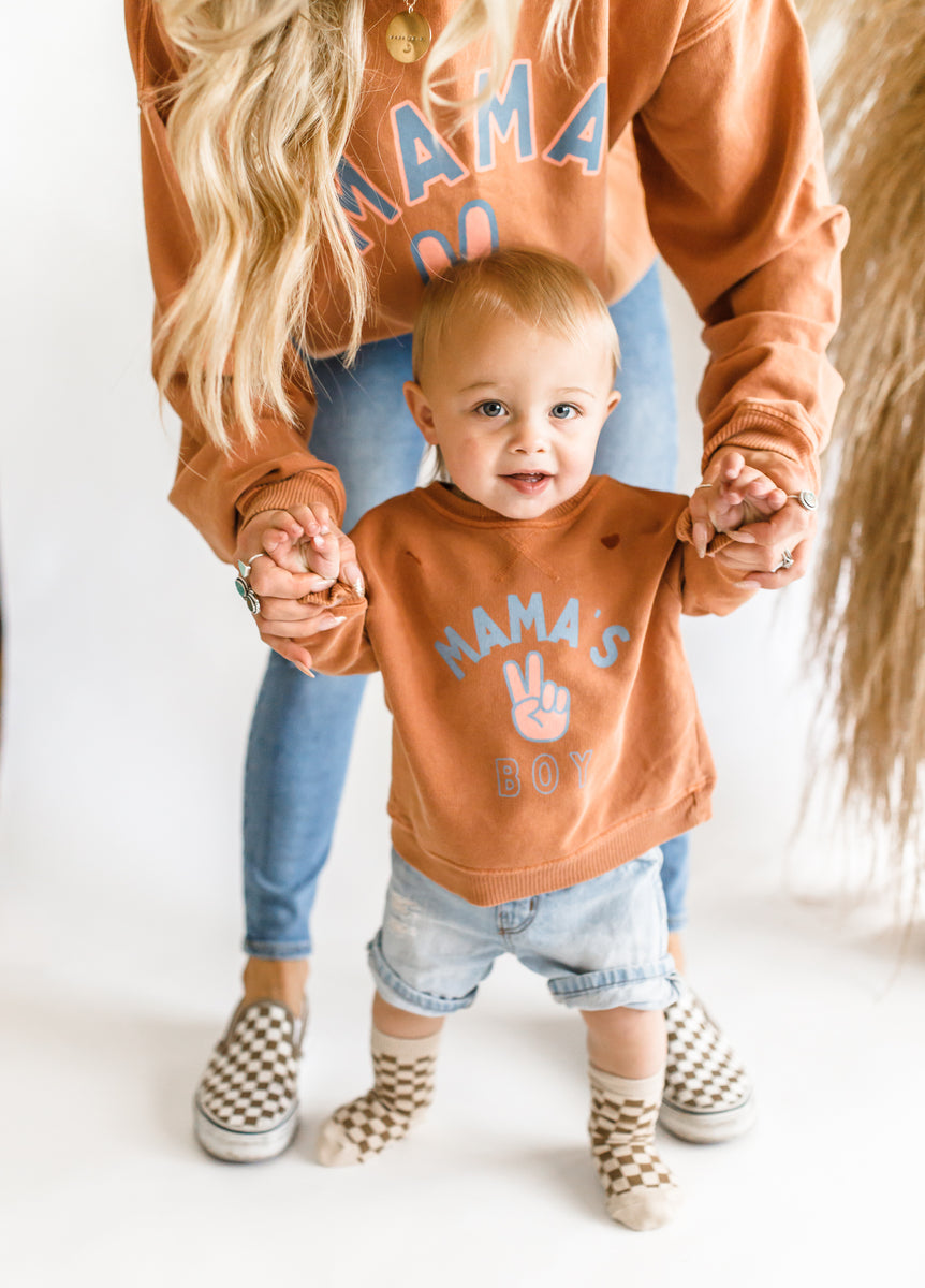 Mama and little man matching hoodies sale